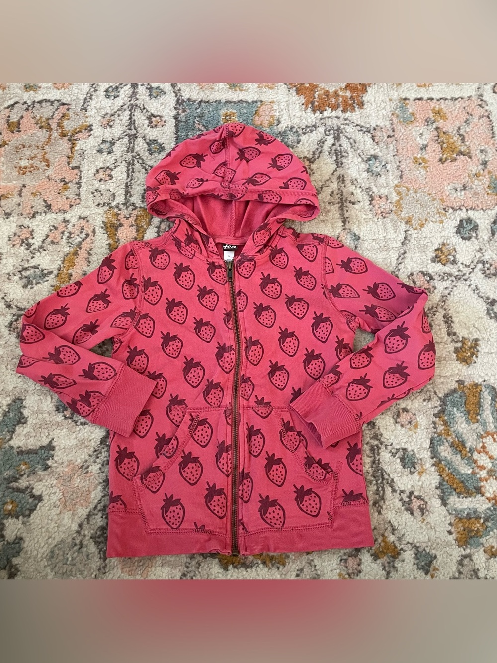 Tea Collection Strawberry Print Zip Hoodie